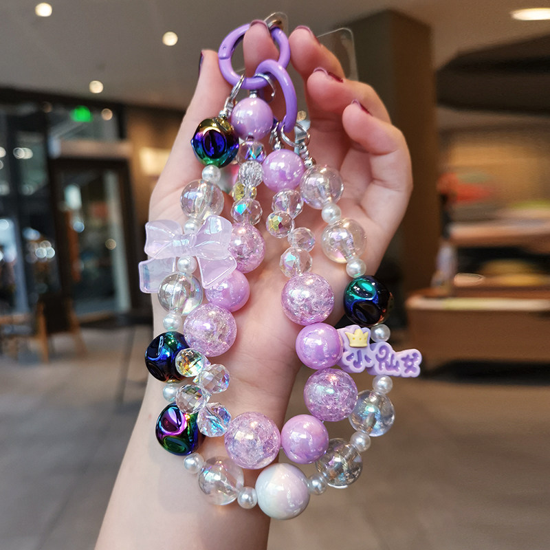 手挂绳女款风少女心水晶端链短绳手绳挂件短款手腕绳结实耐用手工