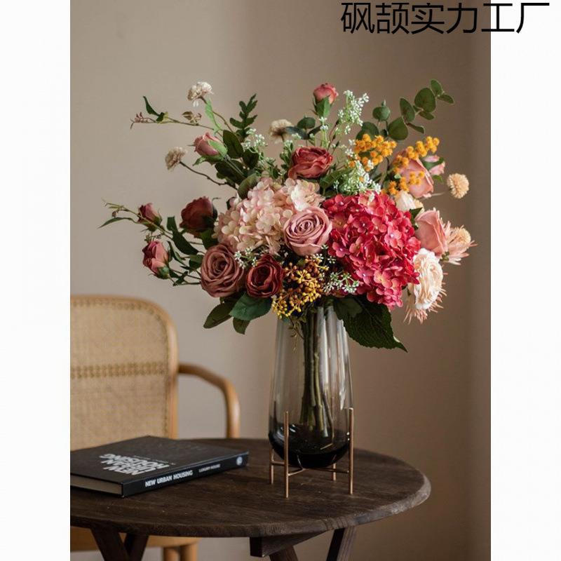 美欧式花束客厅假花干花摆设样板间轻奢花艺餐厅店铺摆件绢花手工