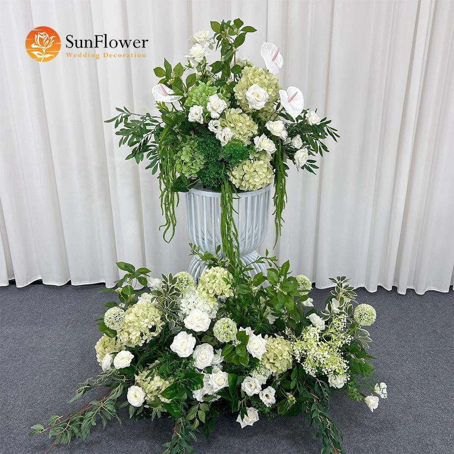 精品人造丝花玫瑰绣球花绿植购物中心开业婚礼背景装饰商场活动
