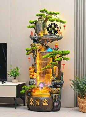 假山流水喷泉景观循环水办公室客厅装饰品鱼池风R水轮落地招财摆