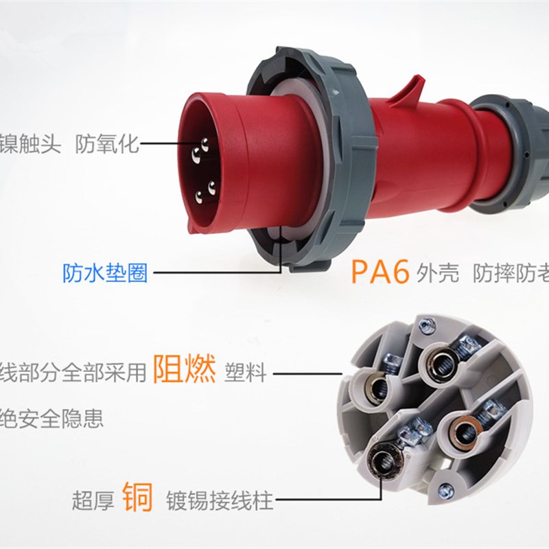 MNIEKNES浙江国曼MN3501航空工业插头插座连接器IP44 32A 5芯380V
