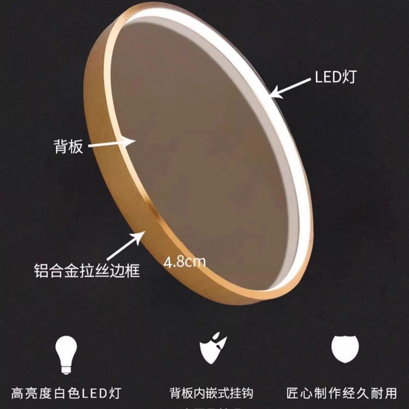 铝合金圆框带灯画框装饰画发形铝合金框灯带边框异形镜框