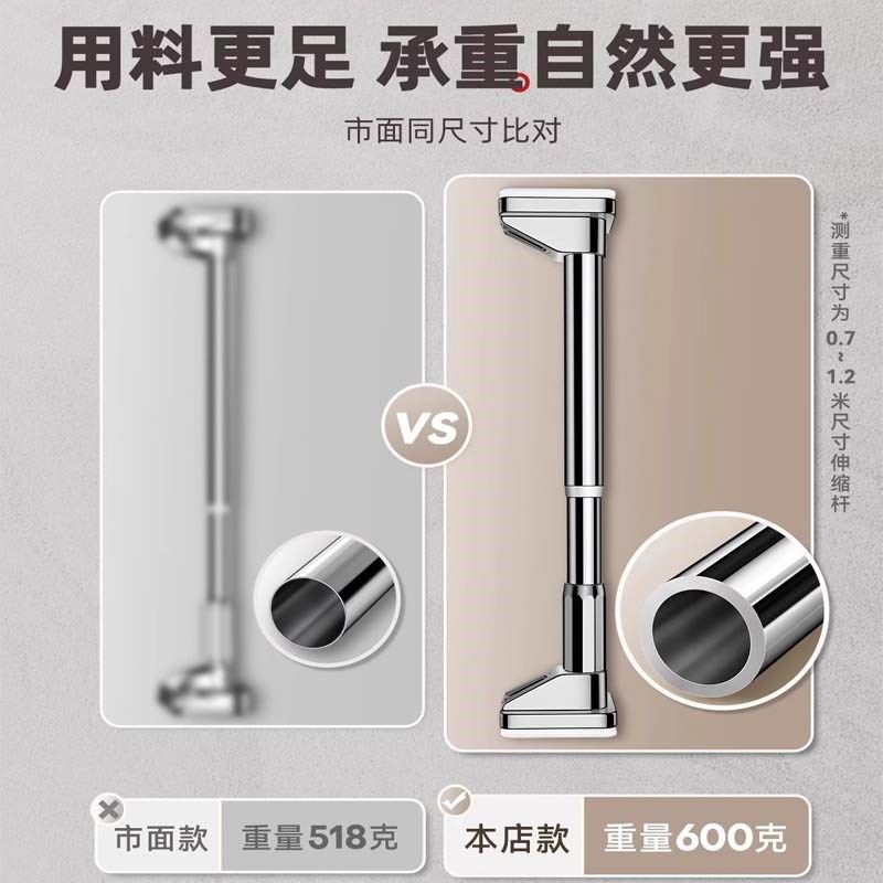 晾衣杆阳台晾晒衣架固定式一根免打孔家用侧装壁挂墙伸缩凉衣杆子,收纳整理,晾晒杆,淘宝优惠券,粉丝福利购,淘宝优惠卷