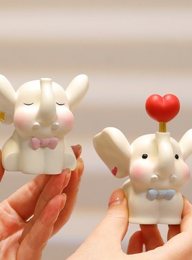 创意迷你小象小摆件办公桌装饰一对大象摆件可爱办公桌电脑工位