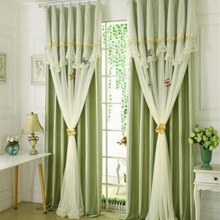 小新帘帘头田园公风婚房卧室梦幻遮光布帘年新款