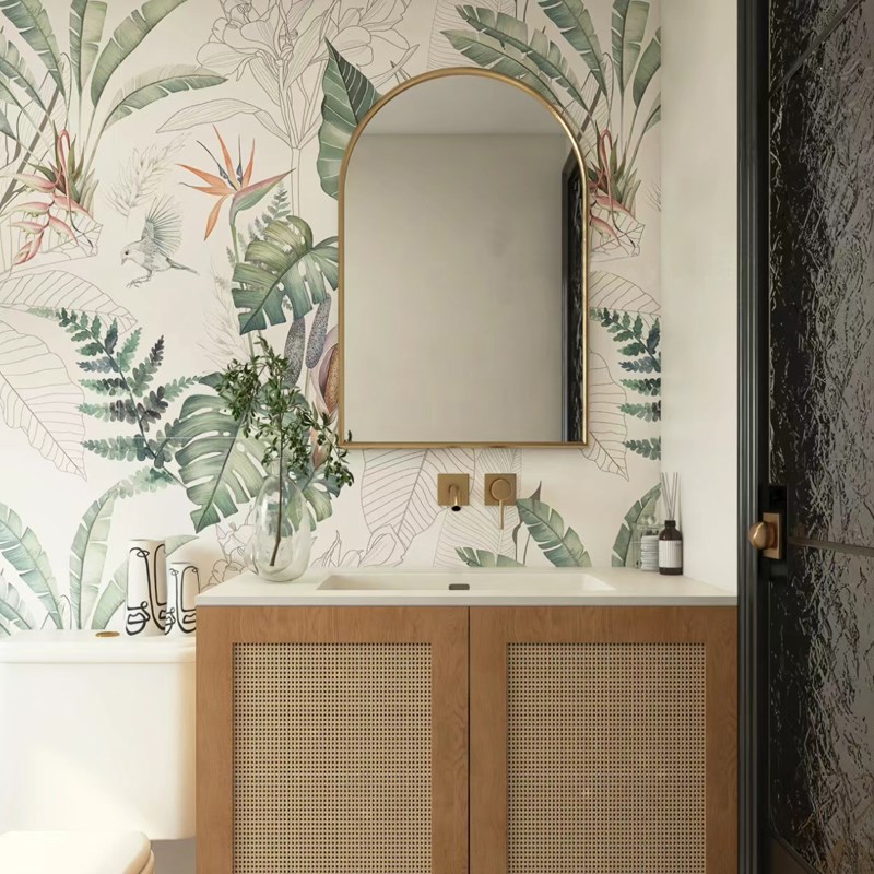 色藤编浴室柜洗脸盆小户型洗手盆复古卫生间面盆柜洗漱台定制