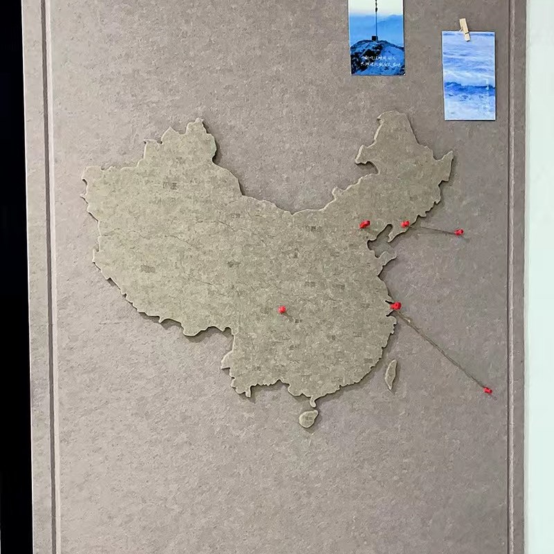 毛毡地图旅行足记打卡照片墙创意背景in装饰板墙贴免打孔软木板