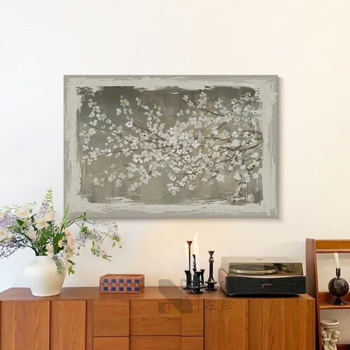 喜上梅梢侘寂中古风客厅沙发背景墙壁饰画艺术卉玄关挂画