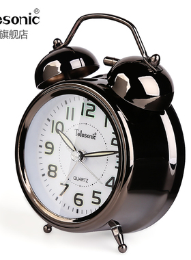 ELEONI天王星打铃闹钟爱卡通静音床头钟小学生儿童闹钟