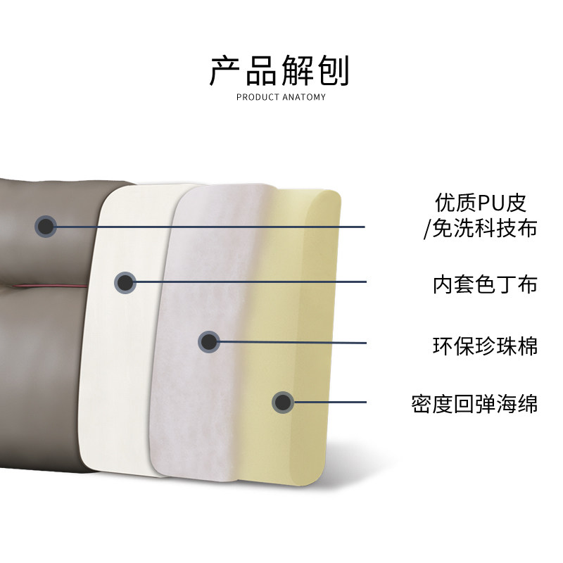 鸿容 床靠垫软包大靠背榻榻床罩科技布免拆洗现代