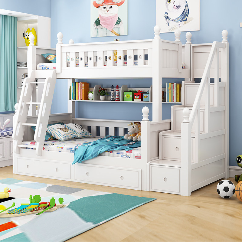 金多喜全实木儿童床上下床高低床母子床子母床上下铺全白色层床,住宅家具,高低/子母床,淘宝优惠券,粉丝福利购,淘宝优惠卷