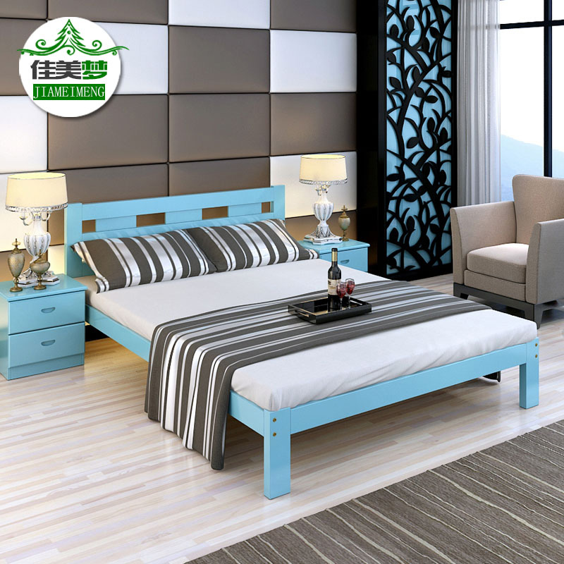 现代实木床单人床白色松木人床m  .米经济型卧床