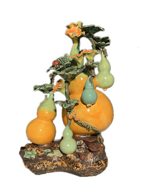 石湾公仔陶瓷葫芦摆件创意家居客厅博古架电视柜植物饰品新居礼品