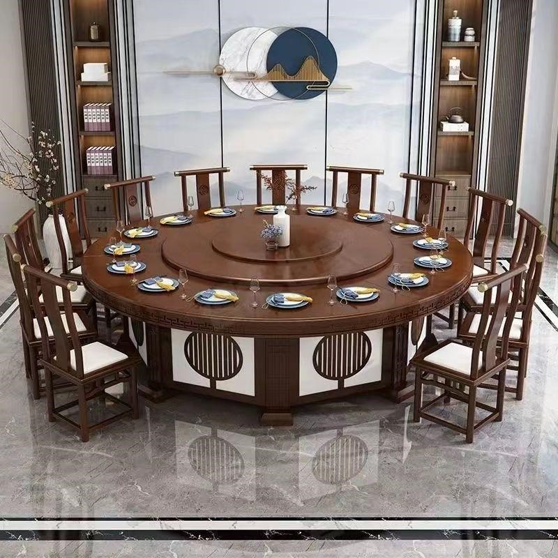 酒店餐桌电动大圆桌饭店包厢15人0人电动大圆桌可加装火锅电磁炉