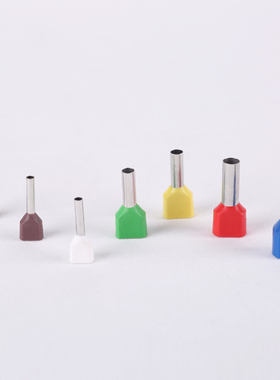 TE线管形冷压预绝缘端子管状针型并线接线铜端子紫铜只