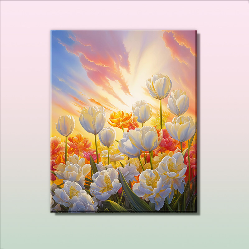 彩色郁金香数字油画di填充填色治愈减压儿童涂鸦海油彩装饰画,家居饰品,DIY/数字油画,淘宝优惠券,粉丝福利购,淘宝优惠卷