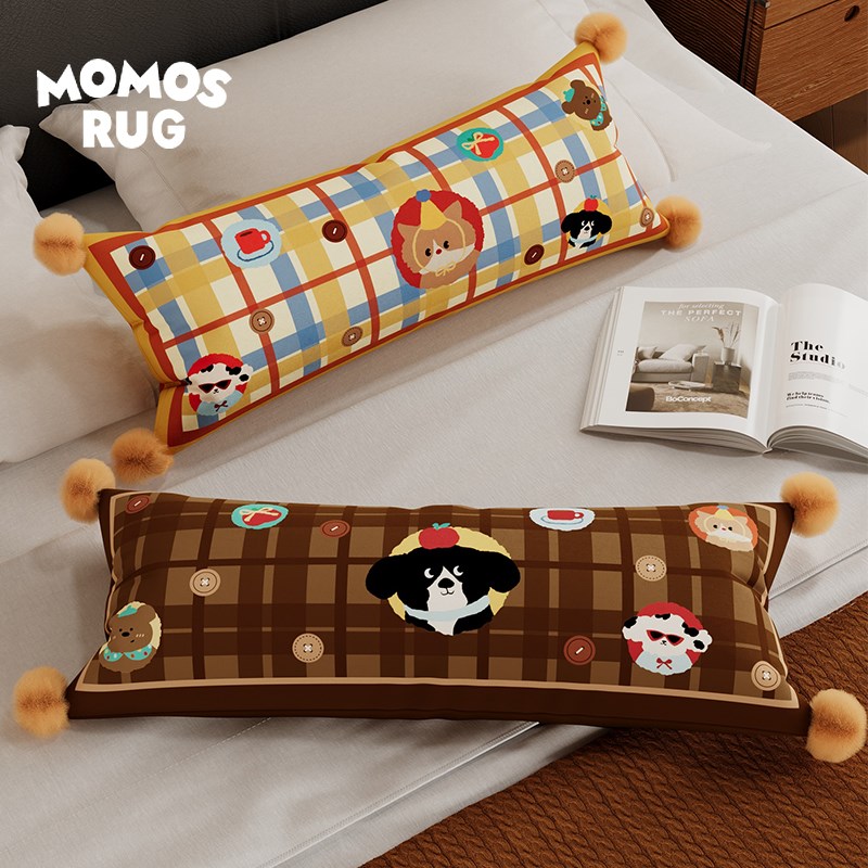 卡通猫狗沙发客厅抱枕长条腰枕靠新年格子办公室家用车载午睡枕
