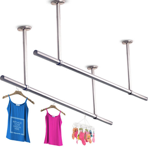 阳台固定式晾衣杆晾衣架 管架子定制晒衣架吊顶挂衣单杆