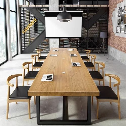 实木会议桌长桌现代长条桌子工作台家用电脑办公洽谈桌椅