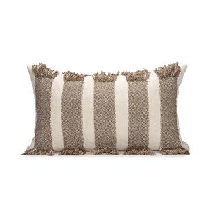 元熙壹品侘寂风棉麻咖色腰枕酒店展厅沙发抱枕样板间条纹靠枕