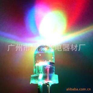 热卖5mm七彩快闪LED5mm圆头七彩快闪红蓝绿LED灯珠自闪发光二极管