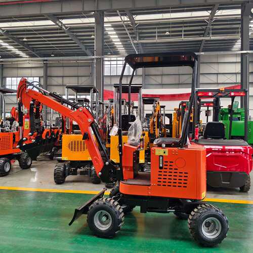 外贸出口小型轮式挖掘机 HT10家用迷你挖土机 农用小型排水挖沟机