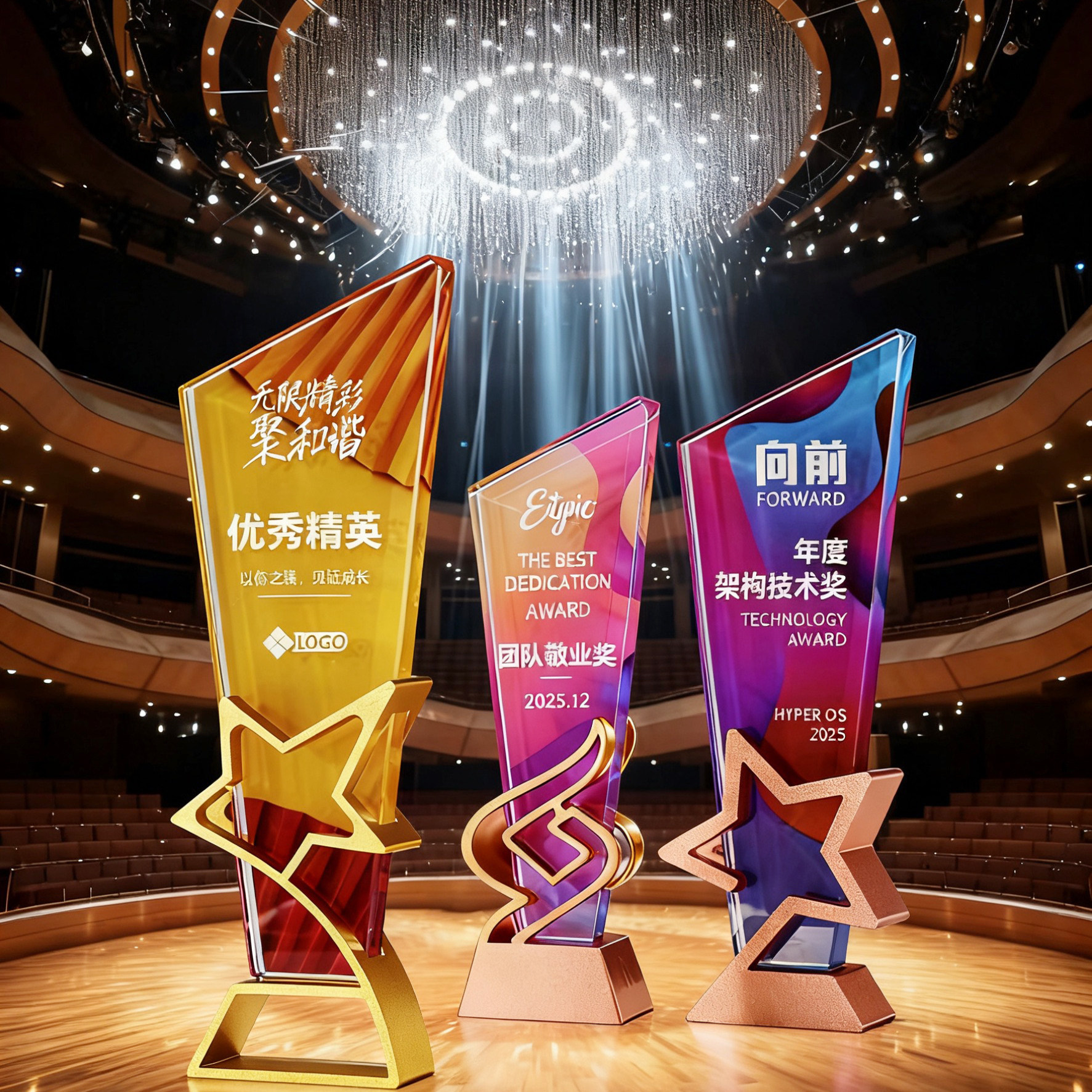 高档金属水晶奖杯定制年会颁奖