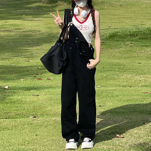 韩搭辣妹牛仔背带裤女202