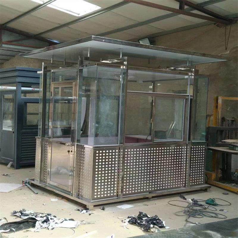 贵州岗亭保安亭户外门卫值班室钢结构售货亭可移动不锈钢成品岗亭