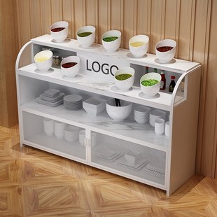 铁艺调味台自助火锅店烧烤酱香料大理石调料台商用实木餐边柜整装