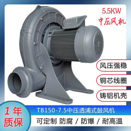 TB-150防爆风机5.5KW中压鼓风机工业热风机7.5kw管道耐高温送风