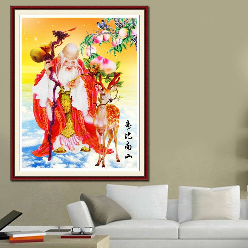 钻石画寿比南山福禄仙桃魔方满钻全贴十字绣淘宝网店货源一件代发