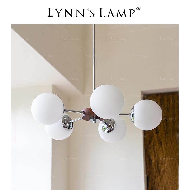 Lynn's立意 北欧实木玻璃吊灯卧室书房魔豆中古mcm客厅日式分子灯