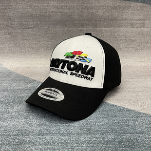 汽车耐力赛帽子国际赛事硬顶棒球帽潮男女黑白拼色刺绣弯檐鸭舌帽