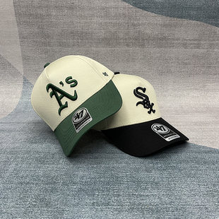 47brand芝加哥白袜队棒球帽新款硬顶AS运动家球队鸭舌帽男女通用