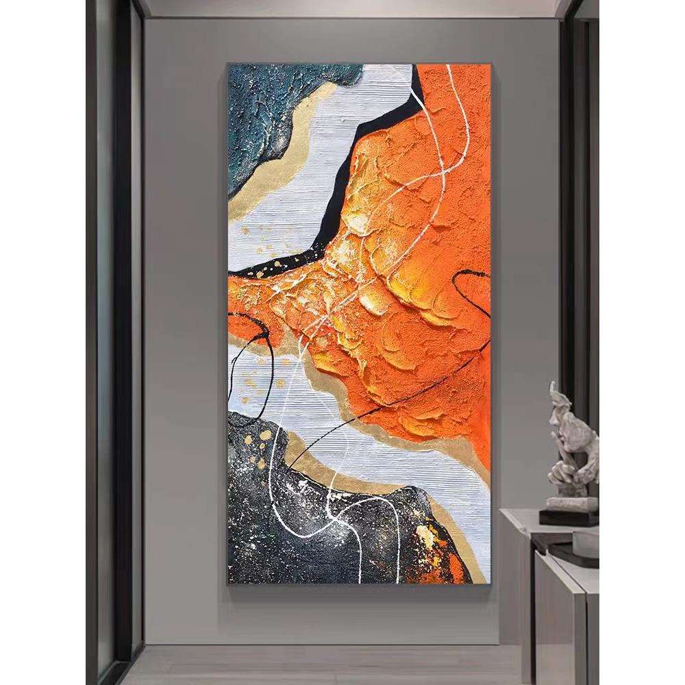 纯手绘抽象立体肌理油画现代落地画客厅玄关入户挂画大尺寸装饰画