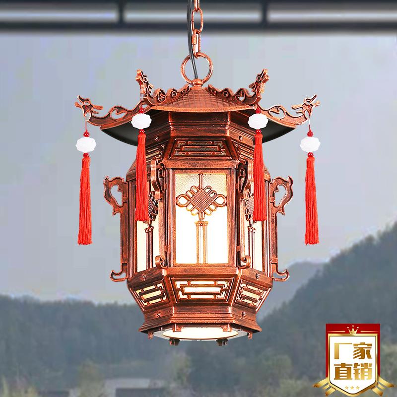 灯入户中式大门阳台门厅红灯笼过道饭店酒楼屋檐吊灯庭院中国结图片