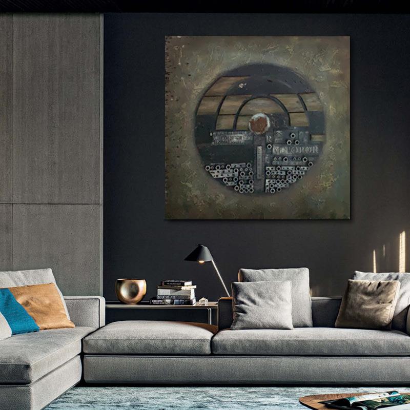 软装设计师别墅客厅立体木雕装饰画样板间艺术实物挂画北欧风油画