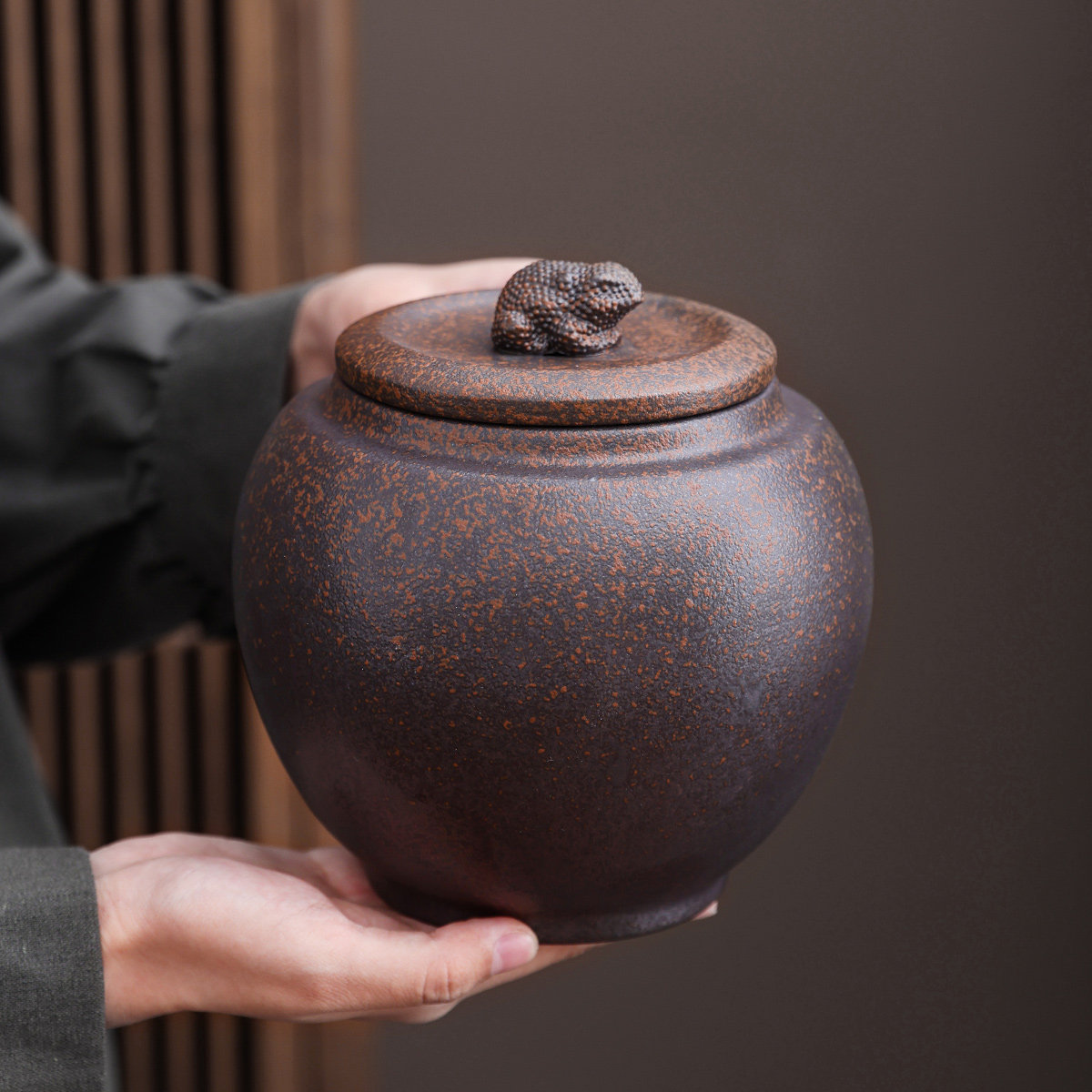 粗陶窑变茶叶罐密封罐大号高级感图片