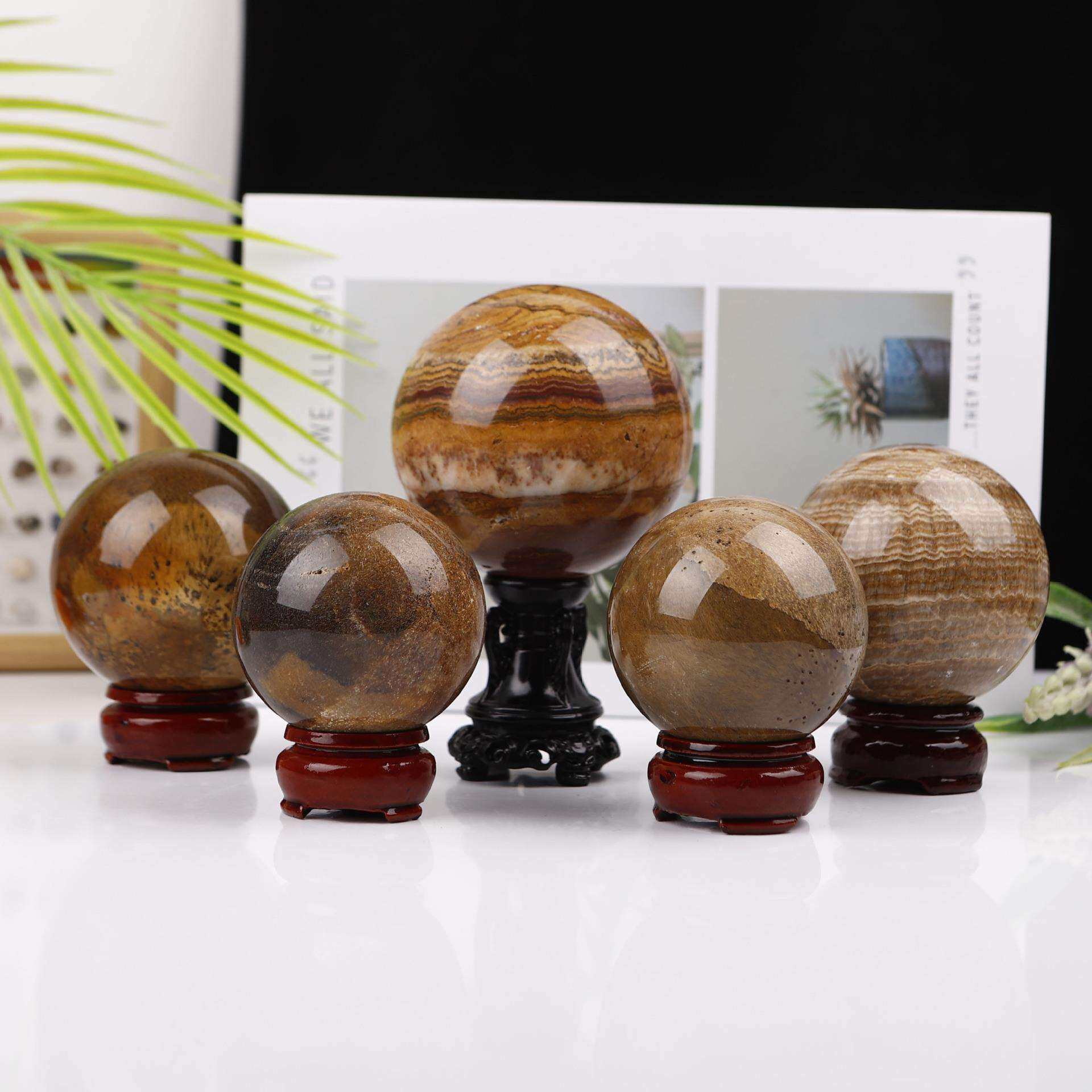 玛瑙发水晶球摆件工艺品打磨七星阵家居客厅玄关装饰风水球