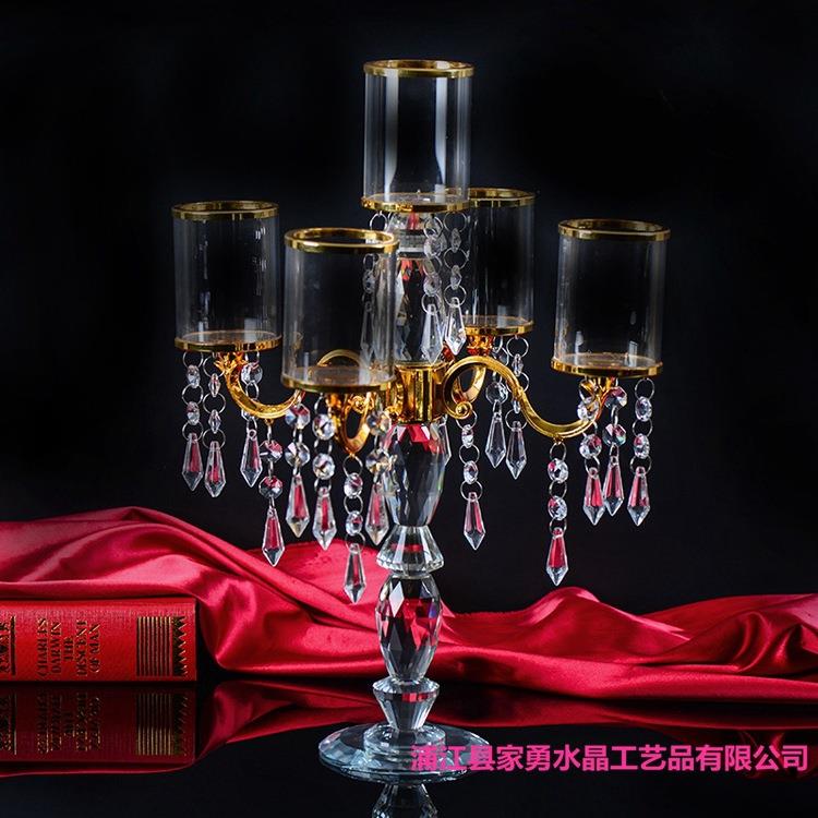 厂家欧式婚庆家居铁艺烛台欧式浪漫婚宴装饰品水晶工艺品摆件