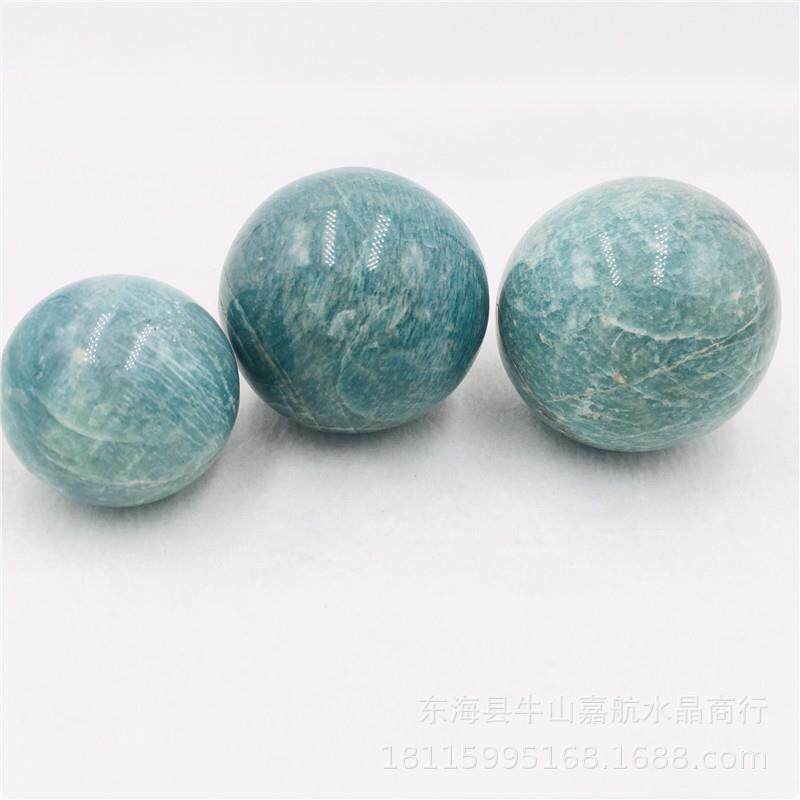 嘉航水晶厂家水晶球摆件绿色天河石球摆件家居办公玄幻用品