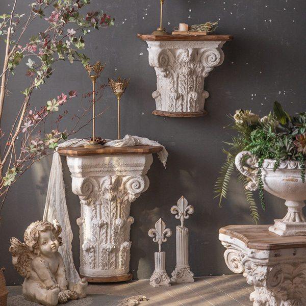 法式欧式复古壁饰半圆玄关桌罗马柱艺术落地摆件实木置物架浮雕,饰品/流行首饰/时尚饰品新,摆件,淘宝优惠券,粉丝福利购,淘宝优惠卷