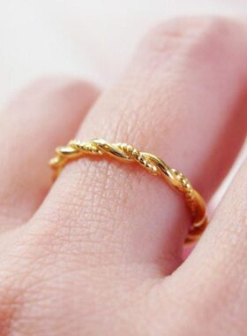 法式经典摘用不手扭纹可水洗不个性戒指洗双层麻花褪色简约指环女