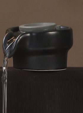 力峰茶几石槽陶瓷小水磨磨盘时来运转流水摆件陶瓷招财水景配件