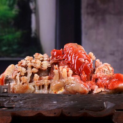 湘崎雀寿山石江南水乡摆件风景禅意办公室桌面开业乔迁送礼工艺品