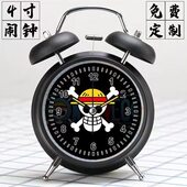 文具卡通超大儿童打铃幼儿园学生海贼王4寸声定制静音礼物闹钟