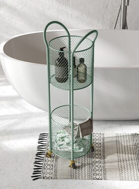 lkw轻奢浴室收纳篮卫生间带轮置物架厕所双层收纳架洗手间移动储