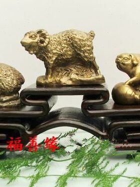 橱柜羊铜羊合生亥卯未摆设饰品猪合摆件属肖工艺三兔三者