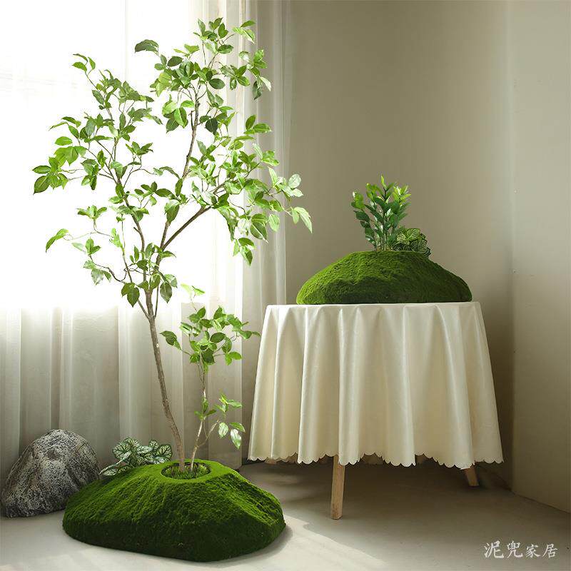 仿真苔藓摆件泡沫树墩软装橱窗盆景植绒青苔块搭配造景装饰摆件